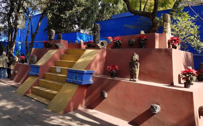 Pyramid structure in Frida Kahlo's garden in Mexico City