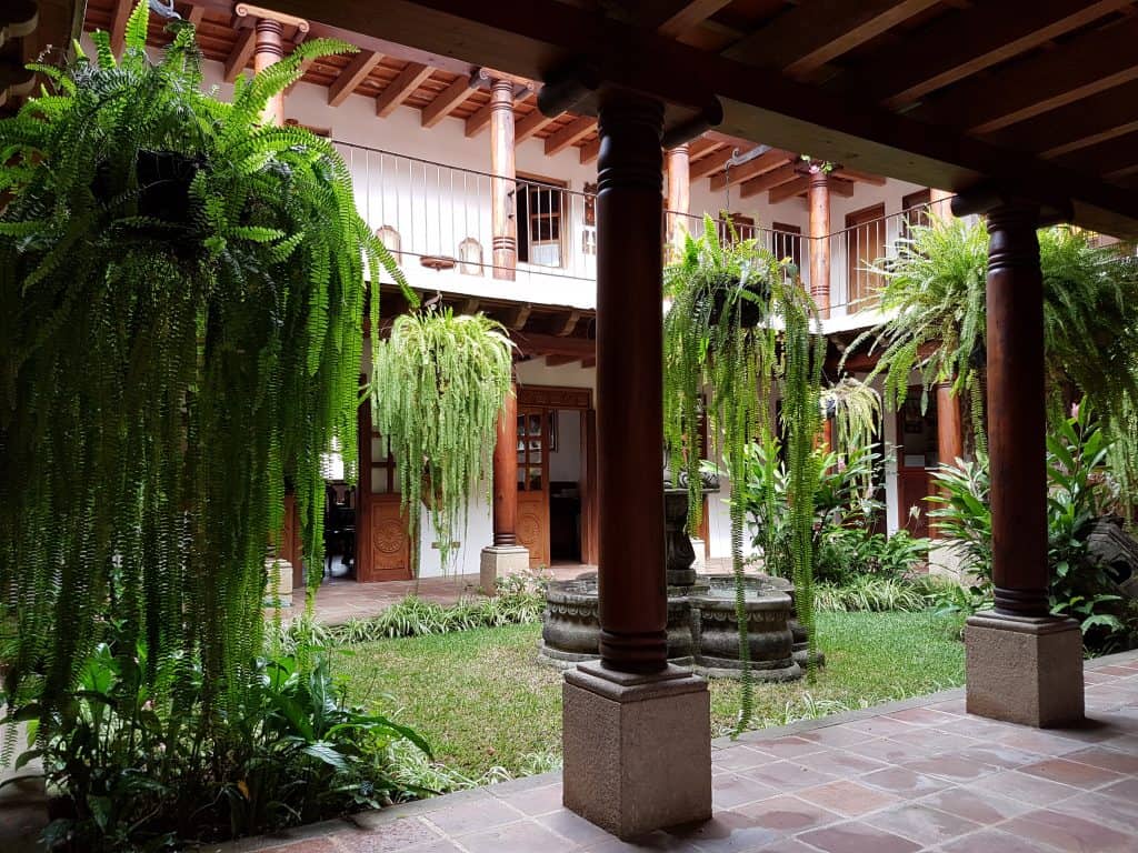 Fountain in the courtyard of Hotel Candelaria, Antigua Guatemala