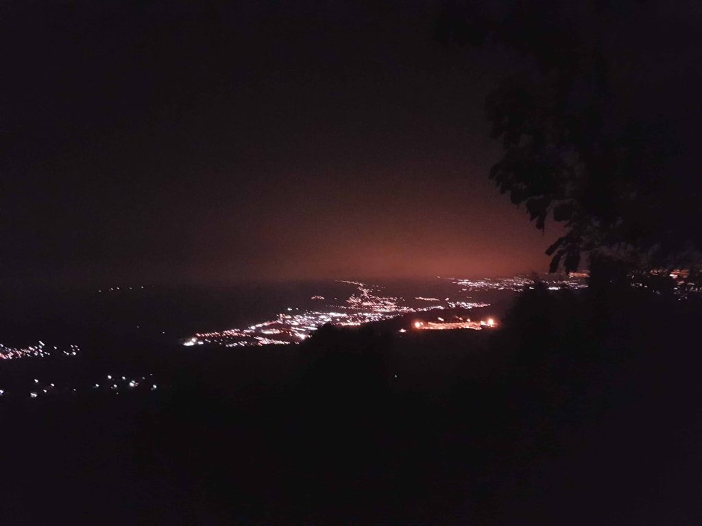 San Vicente at night from the slopes of Volcan Pacaya in Guatemala