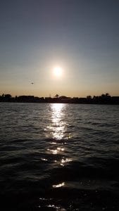 Sun sinking over Belize City