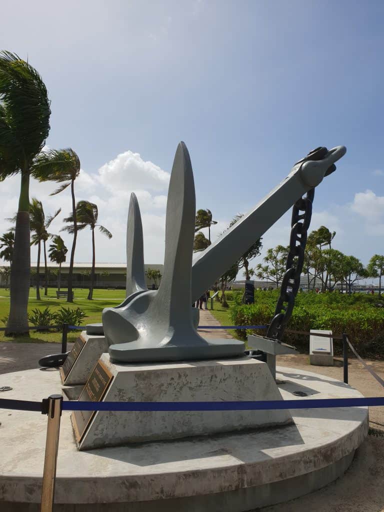 An anchor retrieved from the wreck of the USS Arizona at Pearl Harbor Hawaii