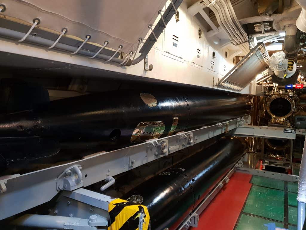 Torpedoes and torpedo tubes inside the USS Bowfin at Pearl Harbor