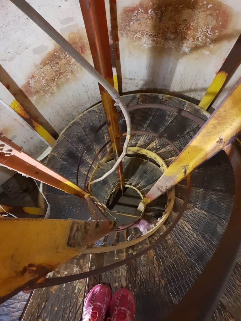 spiral staircase inside the Fire Control Station at Diamond Head Crater