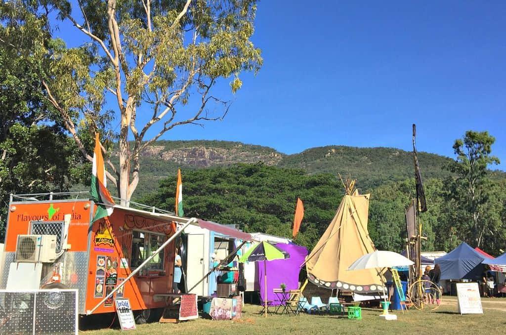 Food vans at the Palm Creek Folk Festival, courtesy of Budget Travel Talk 