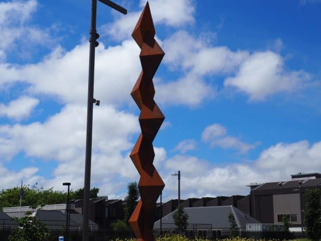 Sculpture Vaka A Hina by Semisi Fetokai Potauaine, in Christchurch