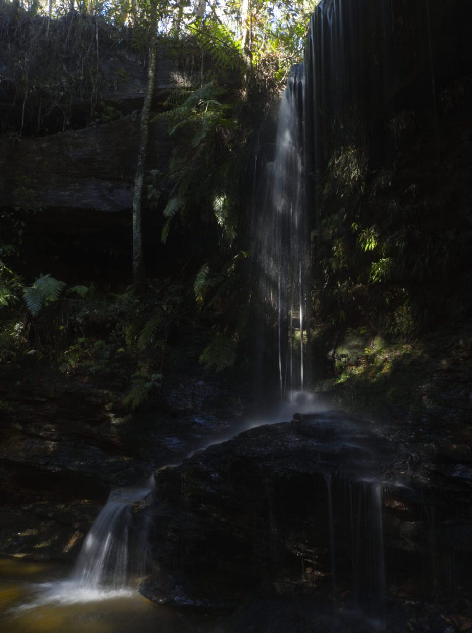 Long exposure image of Burgess Falls, final waterfall along the Horseshoe Falls walking track in Hazelbrook